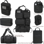 6 Pack Tactical Molle Car Seat Back Organizer - Tactical Vehicle Panel Organizer with 5 Detachable Molle Pouch,US Flag Patch