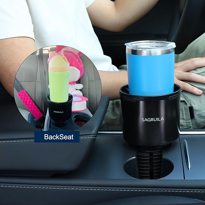 Car Cup Holder Expander, Cup Holder Expander for Car with Stretchable Rubber Base, Large Cup Holder Adapter Compatible with Y