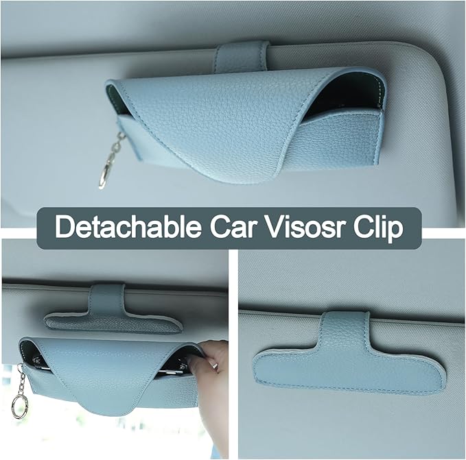 Magnetic Sunglass Holder for Car Visor, Travel Sunglasses Case with Clip for Purse, Eyeglasses Case