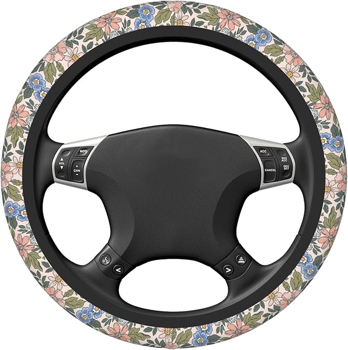 Steering Wheel Cover Universal Fit Car Interior Accessories for Women Men 15 Inch Breathable Anti Slip Odorless Neoprene Stee