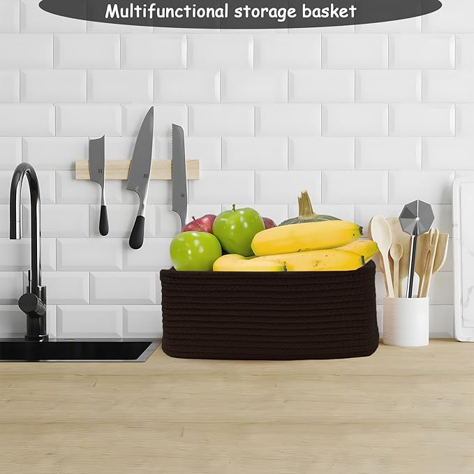 COMFY-HOMI 13" x 8.5" x 5.1" Storage Baskets for Organizing | Cotton Rope Woven Basket | Toy Storage Bin Box | Basket for She