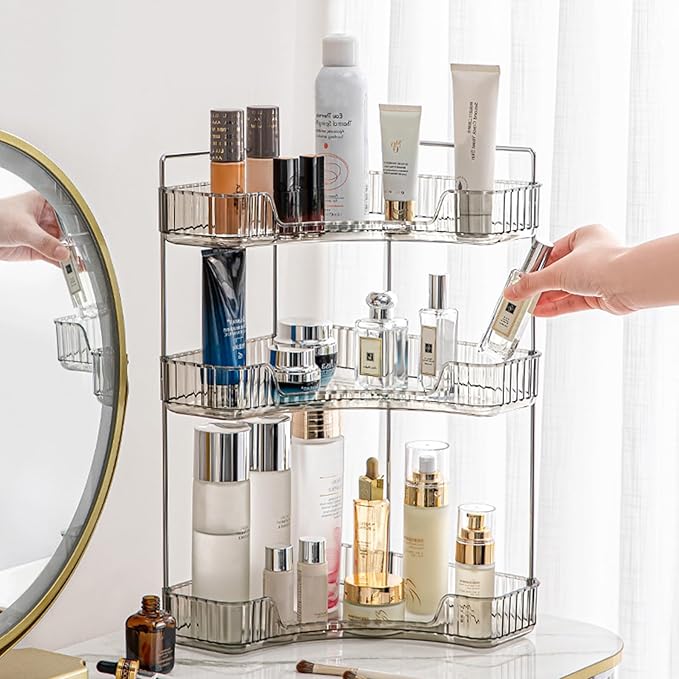 Aveniee Corner Bathroom Counter Organizer, Bathroom Countertop Shelf Makeup Organizer for Vanity Perfume Tray for Corner Stor