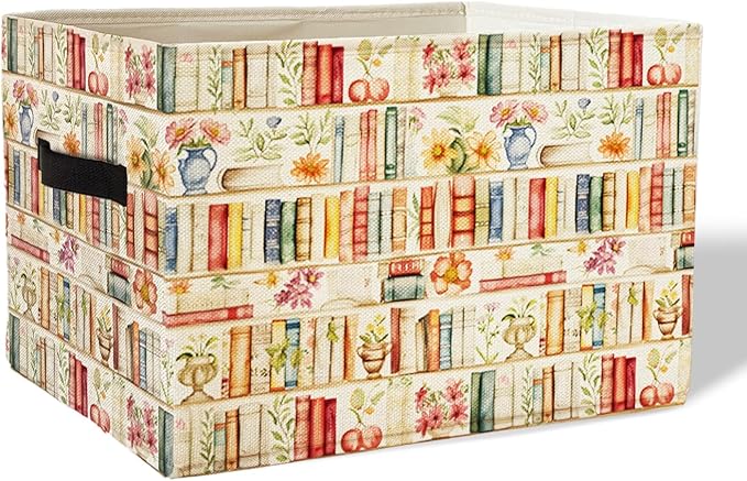 Boho Classroom Storage Boxs,Book Shelf Storage Basket Organizers Bins With Handles,Collapsible Storage Basket for Books Readi