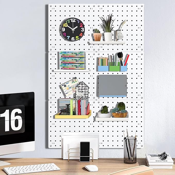 12Pcs Peg board, Pegboard Wall Organizer Panels, Wall Mount Display Small Pegboard Kits, Pegboard, Peg Boards for Wall Craft 
