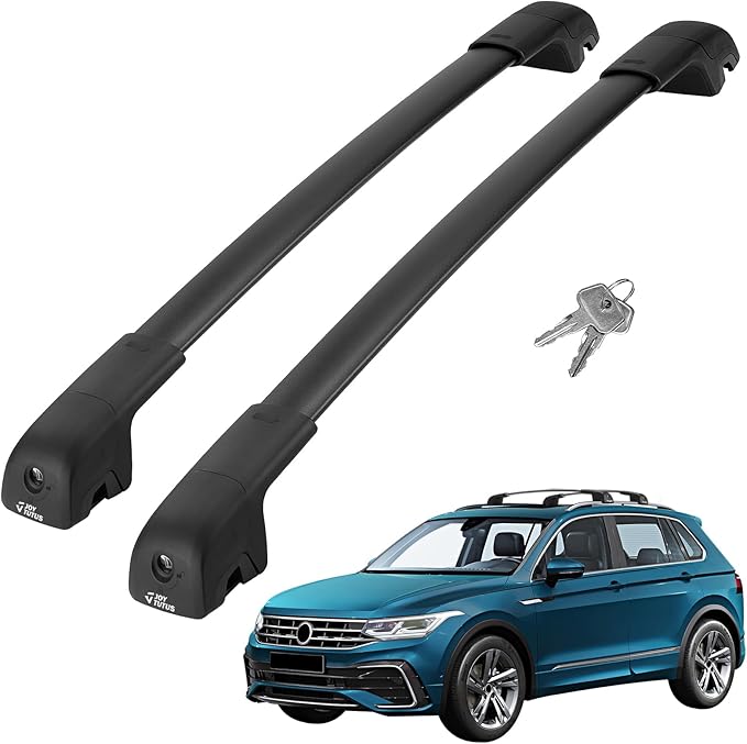 JOYTUTUS Lockable Roof Rack Cross Bars Compatible with Volkswagen VW Tiguan 2018-2026(Not for Limited), Anti-Theft Aluminum Crossbars for Rooftop Cargo Bag Luggage Kayak Canoe Bike