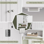 Smuxee White Bathroom Cabinet Wall Mounted with Towels Bar, Bathroom Medicine Cabinet with 2 Door Adjustable Shelves, Over To