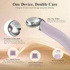 3-in-1 Ice Roller for Face & Eyes – Cooling Facial Roller, Pore Cleansing Tool with 2 Silicone Brushes, Stainless Steel Roller for Puffiness & Pores (Purple)