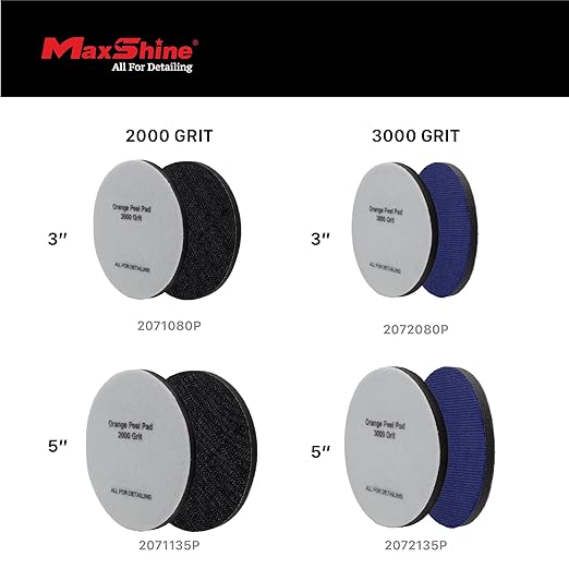 Maxshine 3" Universal 2-Pack 3000 Grit Purple Velvet Orange Peel Remover Polishing Pads – Hook & Loop for Easy Attachment – Professional Pad for Paint Texture Leveling & Detailing