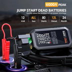 Portable 10-in-1 Car Battery Jump Starter with Air Compressor 6000A 160PSI Portable Car Jumper Starter (All Gas 12L Diesel),