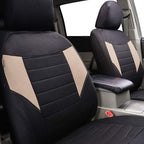 CAR PASS 6PCS Super Universal Fit Air Mesh Two Front Car Seat Covers Set Package-Fit for Vehicles,Suvs,Vans,Sedans,Airbag Compatiable (BLACK AND BEIGE)
