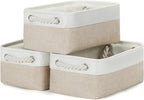 Bidtakay Small Baskets Fabric Storage Baskets for Organizing 3-Pack 12x8x5 Inch Collapsible Storage Bins for Shelves Canvas B