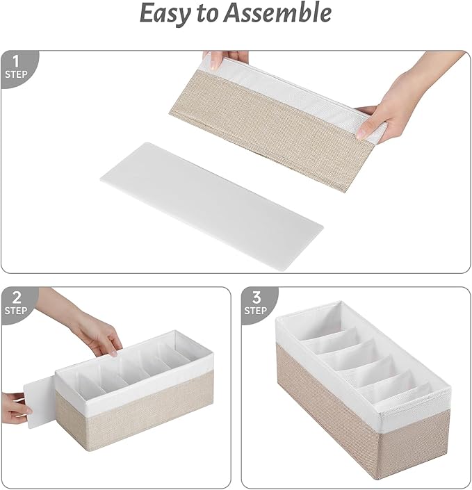 3 Packs Fabric Belt Organizer, 6 Grids Belt Organizer for Closet and Drawer, Foldable Dresser Drawer Organizers,Tie Storage -