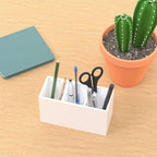 NIUBEE Acrylic Pen Holder 3 Compartments, White Pencil Organizer Cup for Countertop Desk Accessory Storage