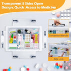 Gifhomfix Extra Large Medicine Storage Box with Handles, First Aid Box Clear Medical Supply Organizer with Removable Tray, Mu