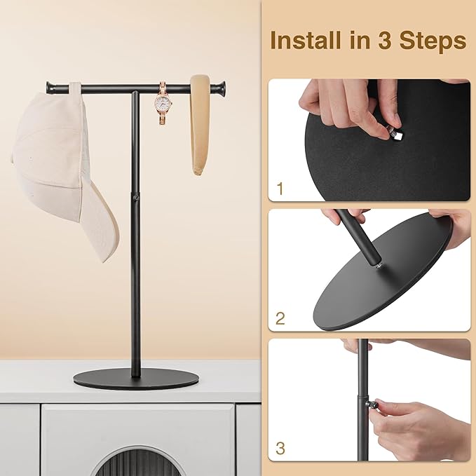 niffgaff T Bar Purse Display Stand Tabletop: Adjustable Height Handbag Holder, Countertop Hanging Rack for Long Necklace Scar