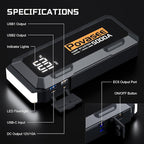 Povasee Car Battery Jump Starter 5000A Jump Box (All Gas/10L Diesel) Portable Car Jump Starter Battery Pack, 12V Jumper