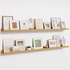 Fun Memories Long Wall Shelves Set of 2-60 Inch Floating Shelves for Wall - Picture Ledge Shelf with Lip for Storage - Wall -