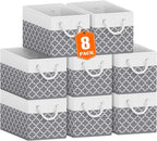 Fab totes Storage Bins [8-Pack], Foldable Storage Baskets for Organizing Toys, Books, Shelves, Closet, Large Storage Box with