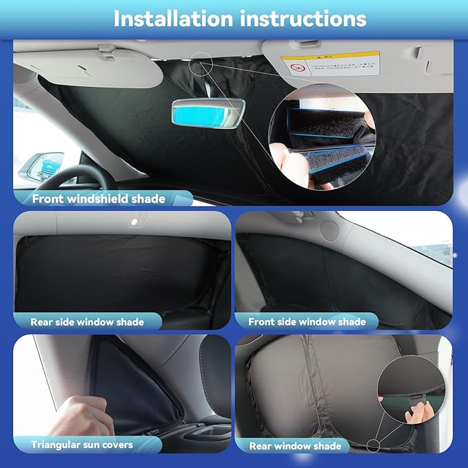 6 PCS Sun Shades for Toyota Tundra Windshield Sunshade, 2-Layer Full Window Shades for Tundra 2022-2025 2026 Front Rear Side Window Covers Sun Visor Blocker Privacy Car Accessories Keep Car Cool