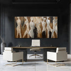 CHUDANHAO White and Brown Wall Art Graffiti Home Wall Decor Abstract Wall Pictures 24"x48" Decorations for Bedroom Dining Roo