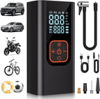 180PSI Tire Inflator Portable Air Compressor, 6X Faster Air Pump for Car Tires with Digital Pressure Gauge, 12V DC Adapter, LED Light, Portable Tire Inflator for Car, Motorcycle, Bike, Balls