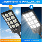 Solar Street Lights Outdoor Waterproof,6500K 320° Wide Angle Solar Flood Light, LED Parking Light with Motion Sensor and Remo