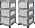 Life Story Classic 3 Shelf Storage Organizer Plastic Drawers, Gray (2 Pack)