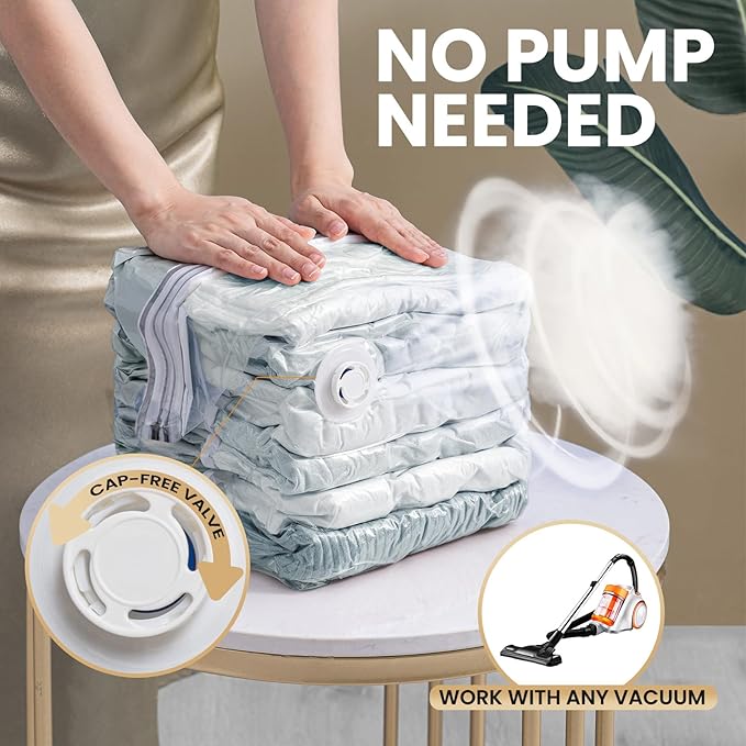 TAILI 6 Pack Vacuum Storage Bags, Cube Space Saver Bags Combo (3 Jumbo +3 Medium), Vacuum Seal Bags for Bedding, Clothing, Co