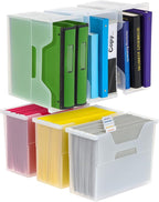 IRIS USA Medium Portable Desktop File Box with Open Lid, 6 Pack, Side Handles, Hanging File Folders, Tabs & Inserts, Letter S