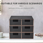 Stackable desktop organizer (with drawer) pu leather material with small double drawer gold edge organizer, multi-functional 