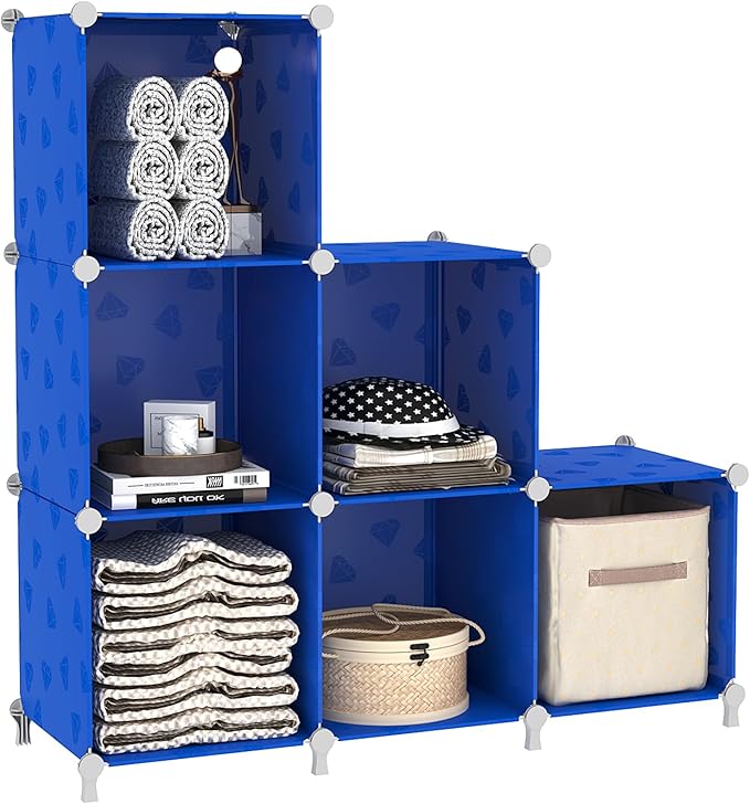 UNKU Cube Storage Organizer, 6 Cube Closet Organizer Storage Shelves, DIY Stackable Bookcase, Clothes Organizer Shelf for Clo