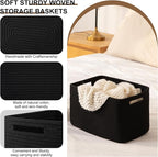 OIASKET Storage Baskets for Organizing, Woven Decorative Baskets for Shelves - Books, Towels, and Clothes, Cotton Rope Toy St