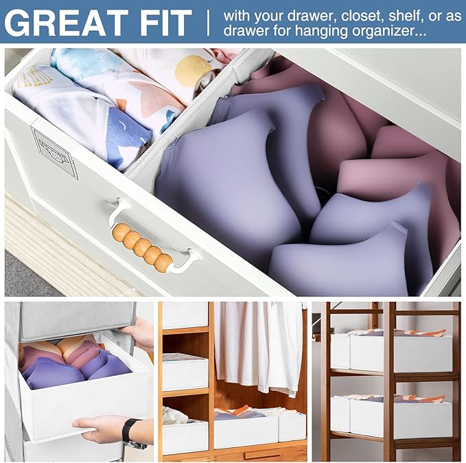 Criusia Drawer Organizer Clothes 12 Pack - Fabric Closet Organizers and Storage for Nursery Organization - Dresser Drawer Div