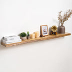 Fun Memories Floating Shelves for Wall Decor Set of 1-55 Inch Solid Elm Wood Live Edge - Rustic Natural Wall Shelves with Inv