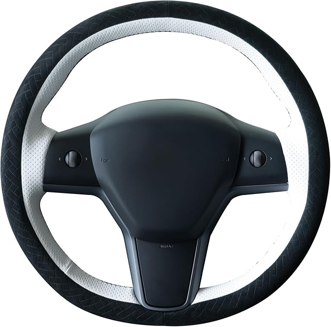 MEWANT Hand Stitched Steering Wheel Cover for Tesla Model 3 2017-2023 / Model Y 2020-2023 for Tesla Model 3/Y Accessories(3D Style)