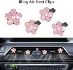 ARTILAURA 11 PCS Bling Car Accessories Set for Women Steering Wheel Covers Butterfly Hanging Seat Belt Cover Air Vent Clips Coasters Cute Glitter Diamond AUTO Accessories Kit (Pink)