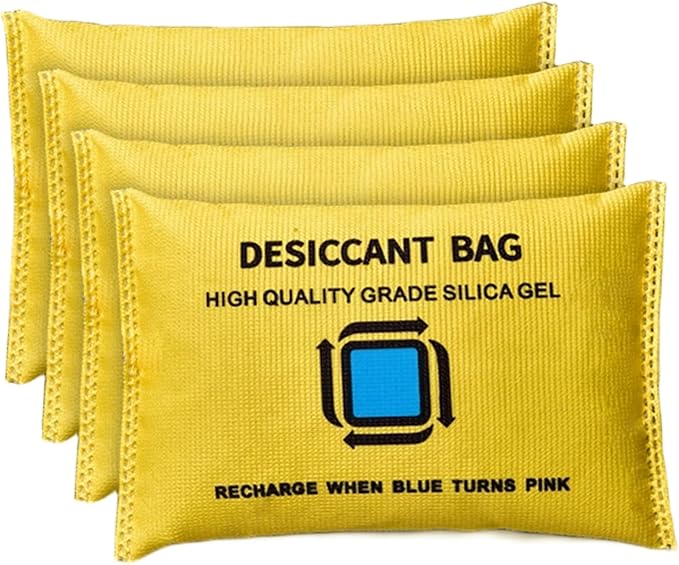 4PCS Silica Gel Packets for Storage, 200g Each Color Indicating Dehumidifier Bags, Reusable Desiccant Packs for Closets,