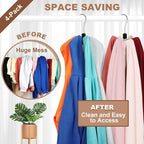 TOPIA HANGER Hoodie Hangers 4-Pack with 6 Wood Balls, 360°Swivel Purse Hanger, Scarf Hanger, Closet Hooks, Handbag Organizer,