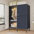 Foldable Portable Wardrobe On Wheels, Freestanding Garment Rack, with Magnetic Door 2000lbs, Heavy Duty Clothes Rack, for Bed