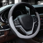 Valleycomfy Microfiber Leather Steering Wheel Covers Universal 15 inch (Gray)