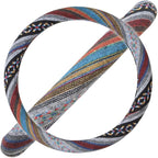 BDK Blue Woven Saddle Blanket Steering Wheel Cover for Cars SUV Van Truck Auto - Driver Grip 15 inch