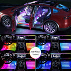 Interior Car LED Strip Light with APP Control,RGB 6 in 1 Neon Ambient Lighting Kits,Under Dash Footwell Automotive Strip Light,Car Ambient Lighting with Music Sync Dynamic Dreamcolor Chasing
