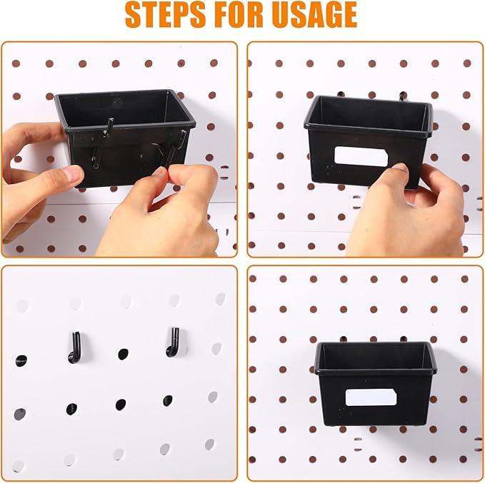 Yookeer 20 Pcs Pegboard Bins and Cups with Hooks and Loops Peg Assortment Organizer Accessories Various Tool Organizer Pegboa