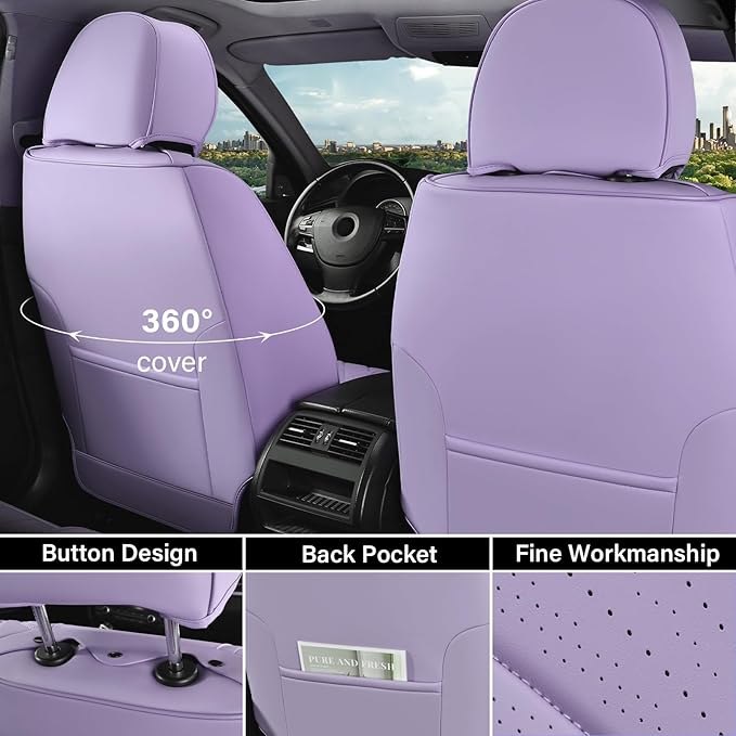 Coverado Car Seat Covers Full Set, 5 Seats Front Seat Cover and Back Seat Covers for Cars, Automotive Seat Covers Leather Wat