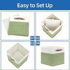 Temary 12 Inch Fabric Storage Cubes Storage Bins with Leather Handles, 4 Pack Cube Baskets Bins for Organizing Closet, Foldab