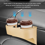 Car Seat Gap Filler Organizer, Multifunctional Auto Console Side Storage Box with Cup Holder, Universal PU Leather Cup Holder Front Seat Crevice Filler for Car Truck SUV (Beige)
