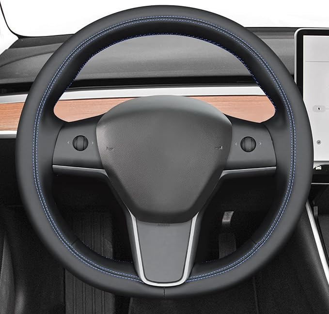 MEWANT Hand Stitched Steering Wheel Cover for Tesla Model 3 2017-2023 / Model Y 2020-2023 for Tesla Model 3/Y Accessories