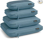 4 Piece Compression Packing Cubes for 3–7 Day Travel, Lightweight Travel Organizers with Breathable Mesh, Double-Zipper Packi
