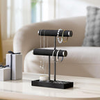bussdis 2 Tier Bracelet Holder Display - Detachable T Bar Black Velvet Bracelet Holder, Jewelry Holder Organizer for Bracelet