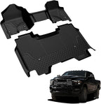LASFIT Floor Mats for Ram 1500 Crew Cab 2019-2024 Bench Seat (NOT for Bucket Seat) Without Rear Under-Seat Factory Storage 4 Full Size Doors, All Weather TPE Custom Fit 1st & 2nd Row, Black